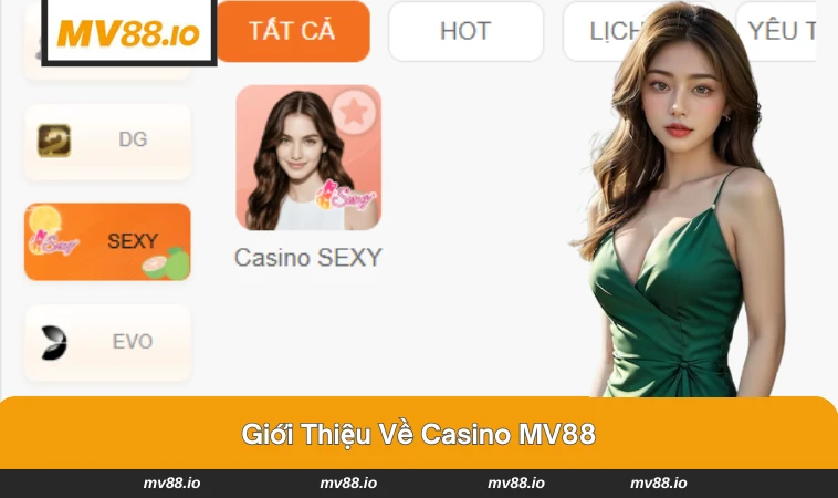 Giao diện casino tại MV88 với nhiều lựa chọn trò chơi hấp dẫn.