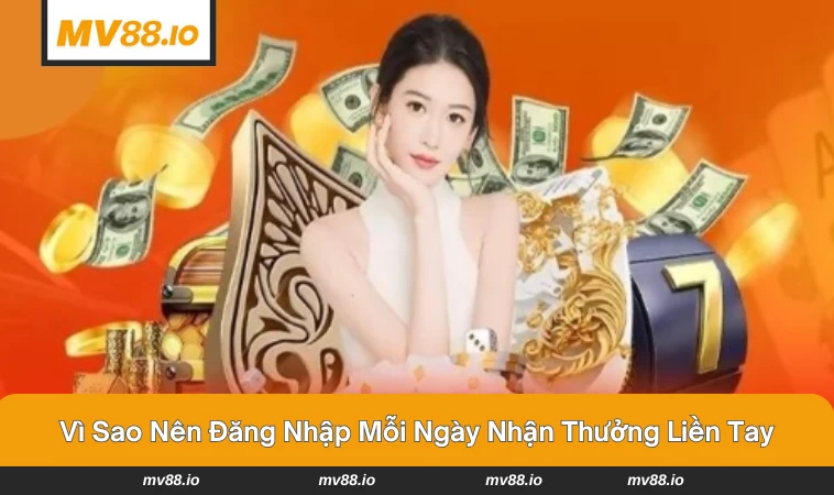 Người chơi vui vẻ khi nhận thưởng sau khi đăng nhập.