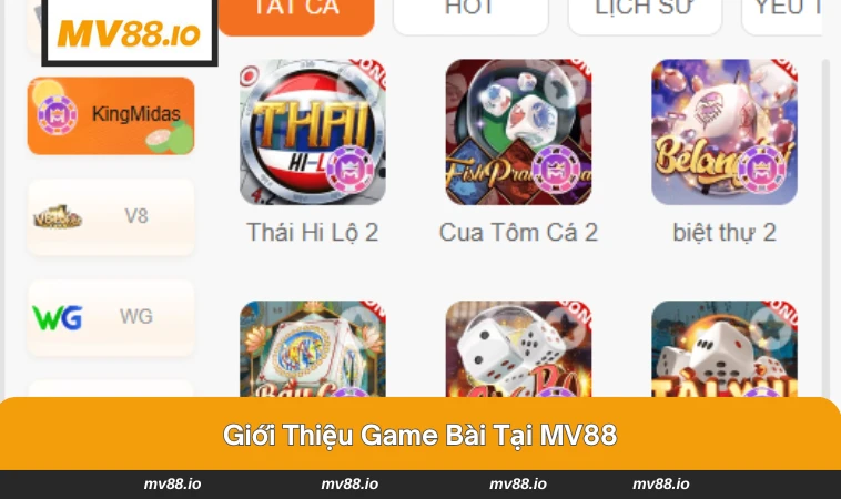 Game bài MV88 với nhiều lựa chọn cho mọi người chơi.
