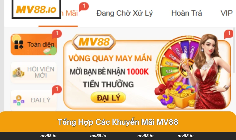 Các gói khuyến mãi đa dạng từ MV88 dành cho mọi thành viên.