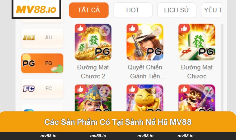 Đa dạng sản phẩm nổ hũ tại MV88, từ cổ điển đến hiện đại.