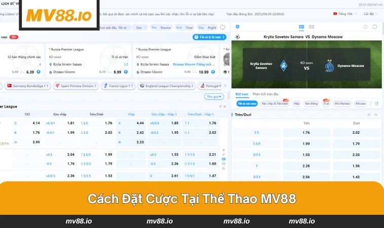 Người chơi theo dõi kèo cược và đặt cược trực tiếp tại MV88.